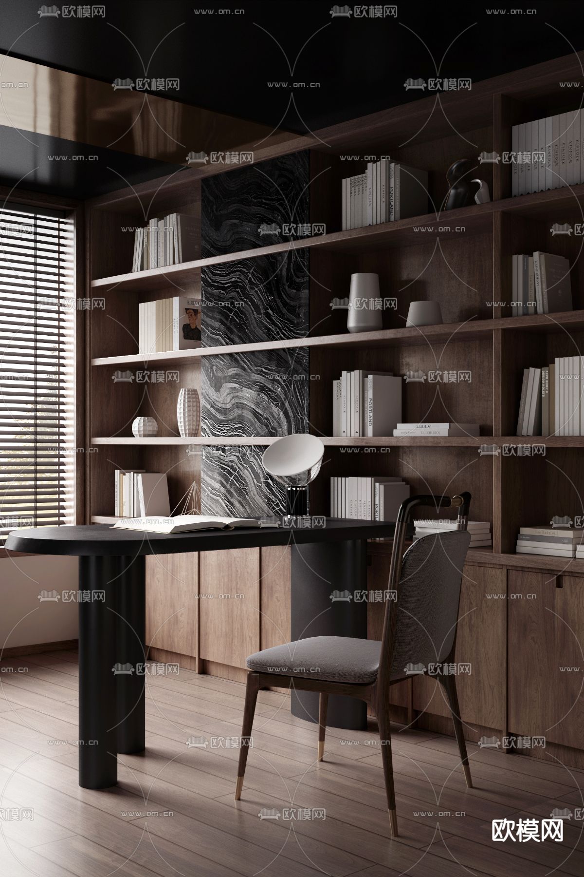 书桌 写字台 书柜3d模型下载