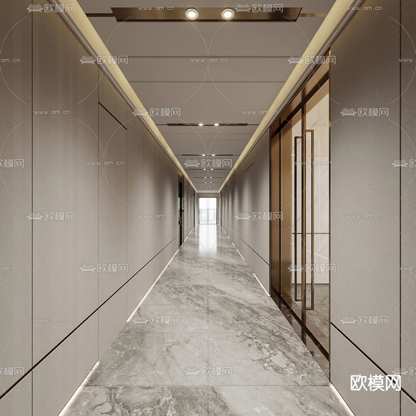 办公走廊 过道3d模型下载_ID14016323_3dmax免费模型-欧模网