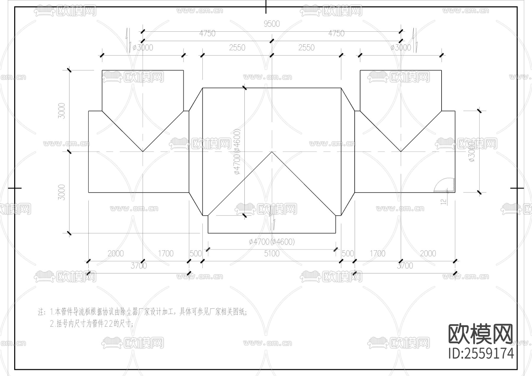 钢铁厂烧结机除尘系统CAD施工图下载（渲染图8）