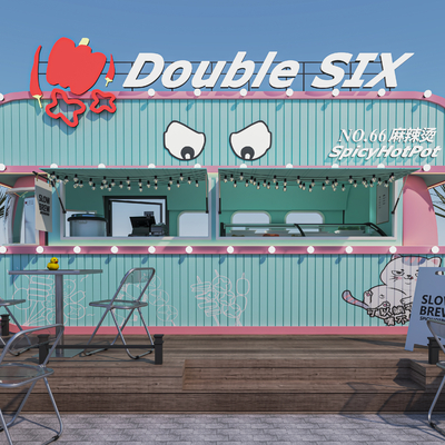  麻辣烫店 小吃店su模型 