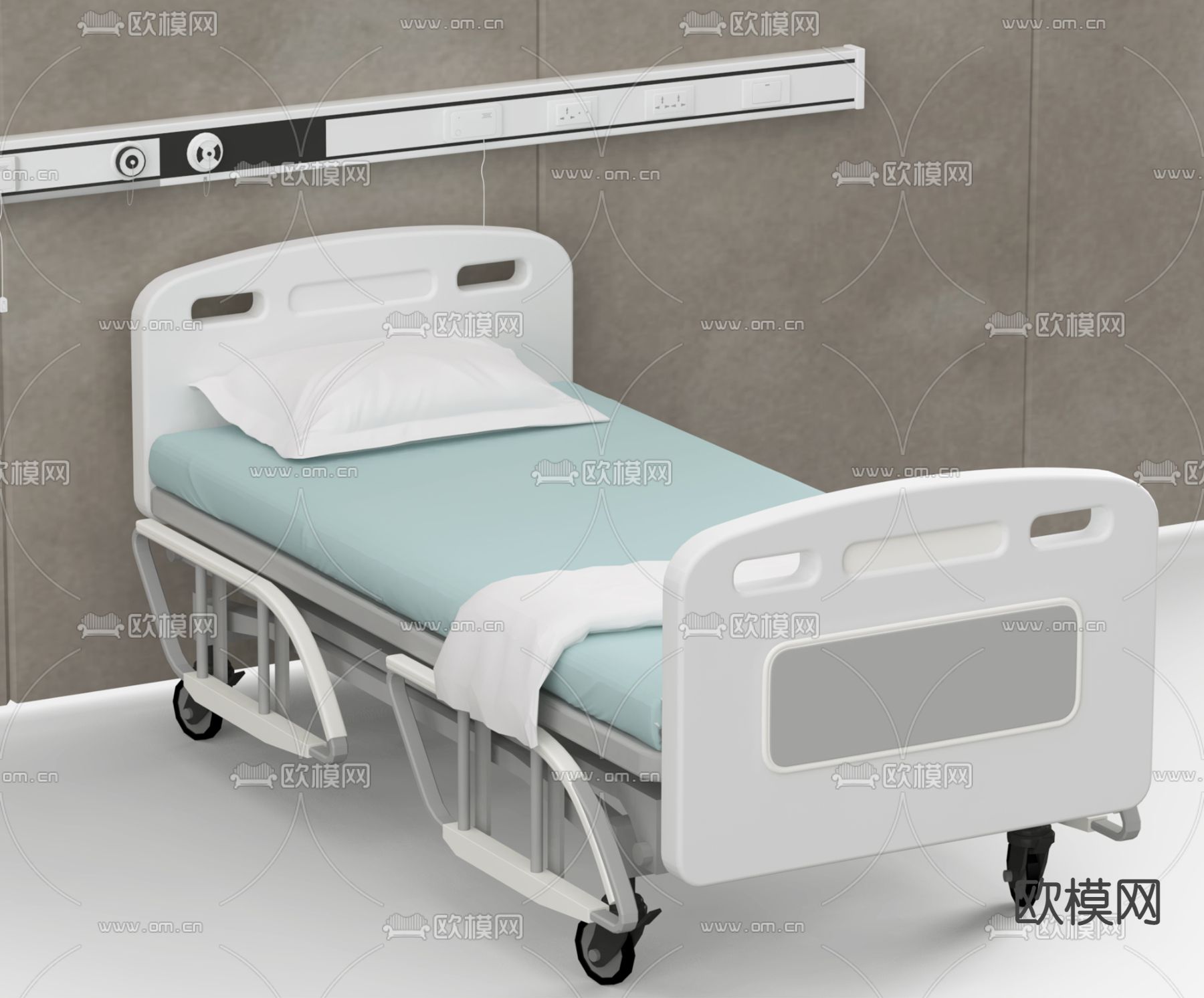 医院病理床 病人床3d模型下载（渲染图2）