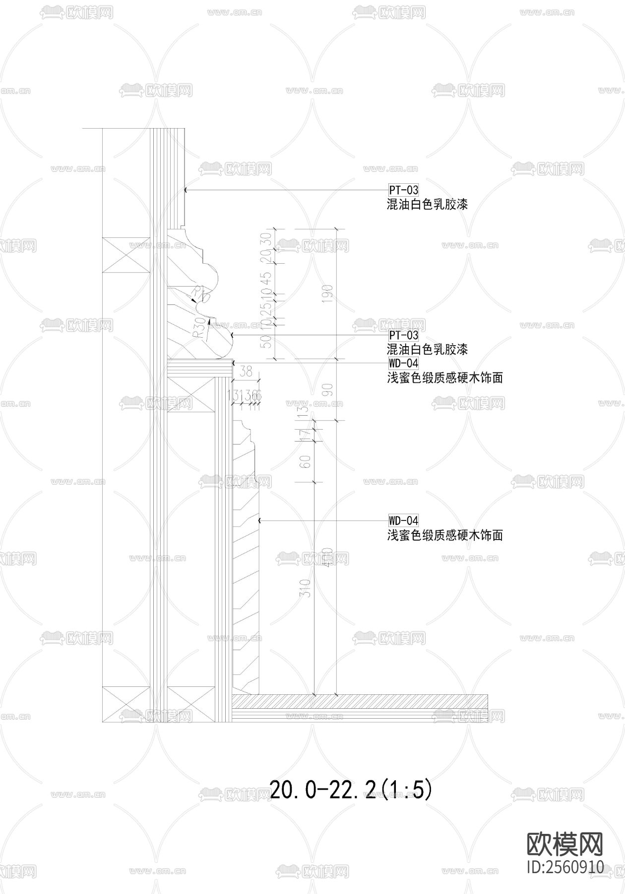 欧式墙柱及节点CAD施工图下载（渲染图2）