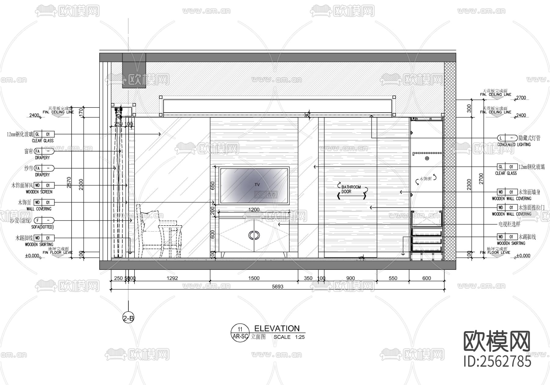 酒店客房cad平面图下载（渲染图8）