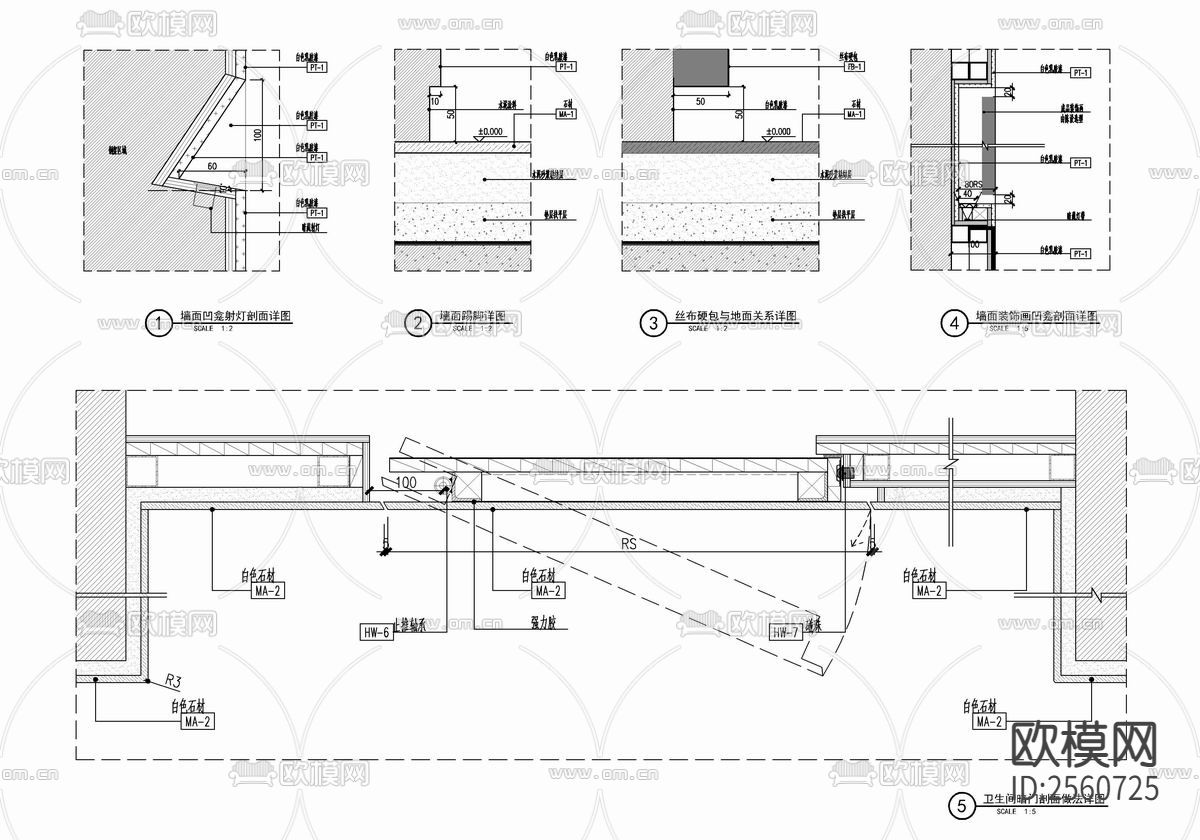 300㎡大平层豪宅样板房CAD施工图下载（渲染图9）