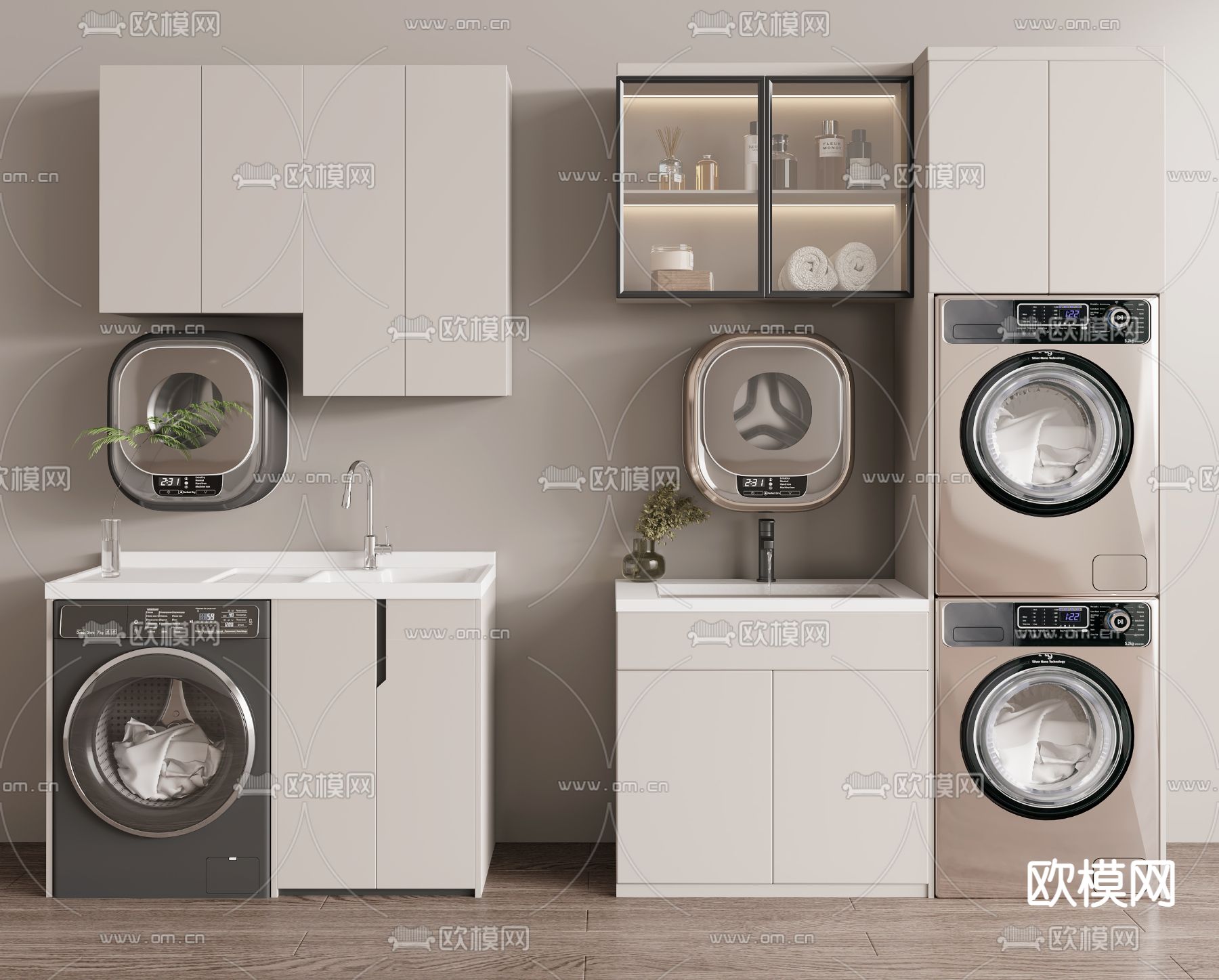 洗衣机柜 洗衣机3d模型下载