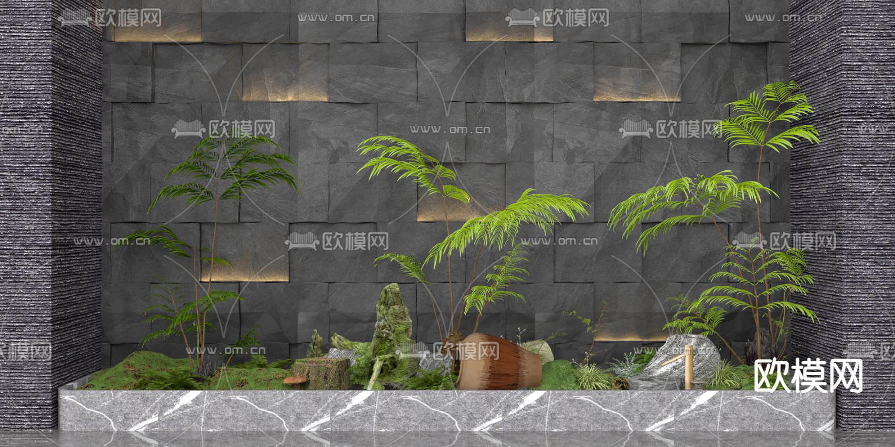 室内景观 植物堆3d模型下载