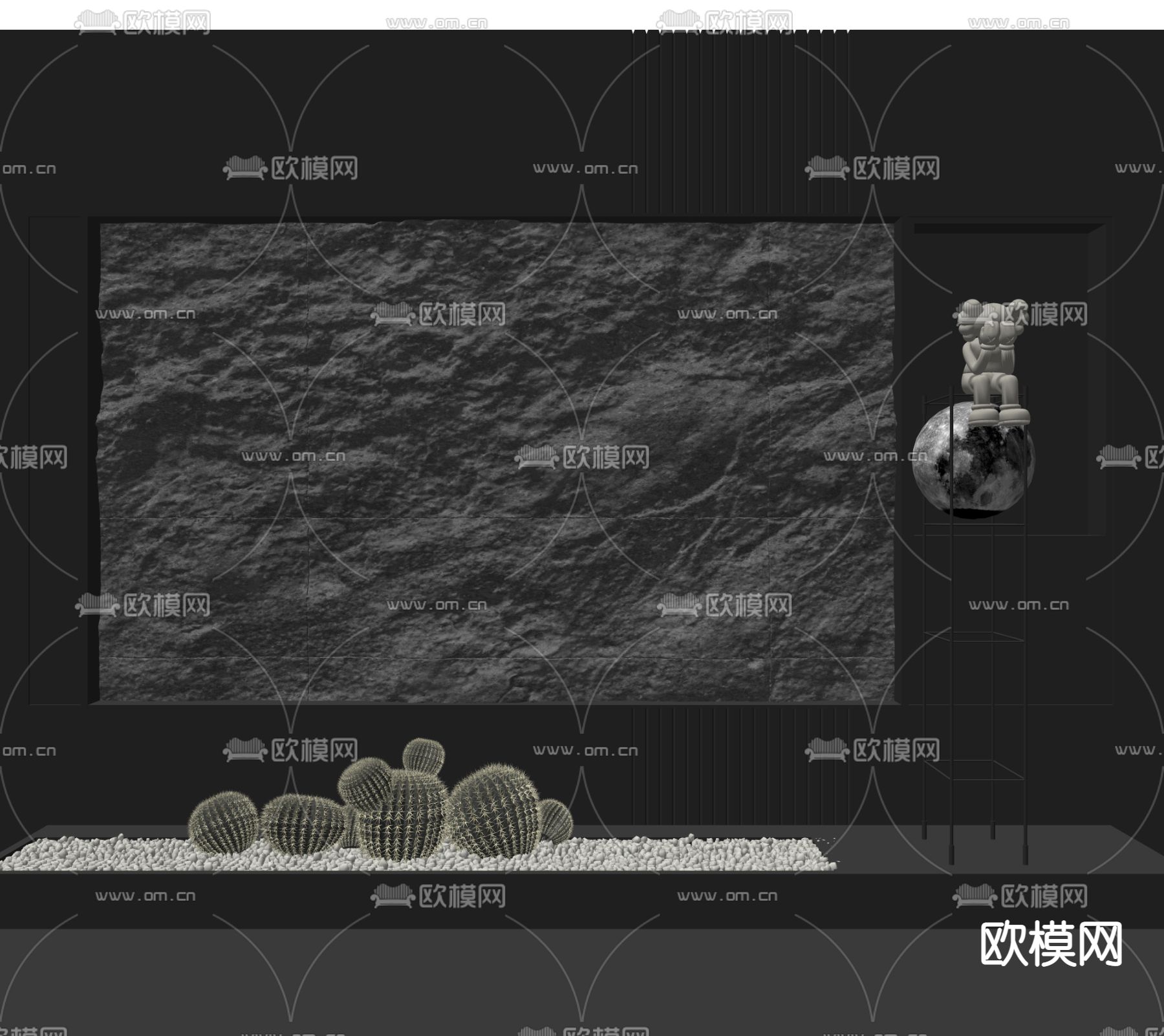 石头墙 毛石墙su模型下载（渲染图2）