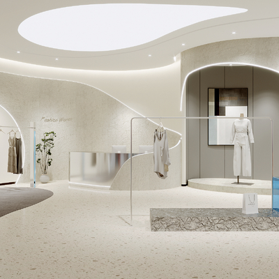  侘寂风女装店 服饰店su模型 