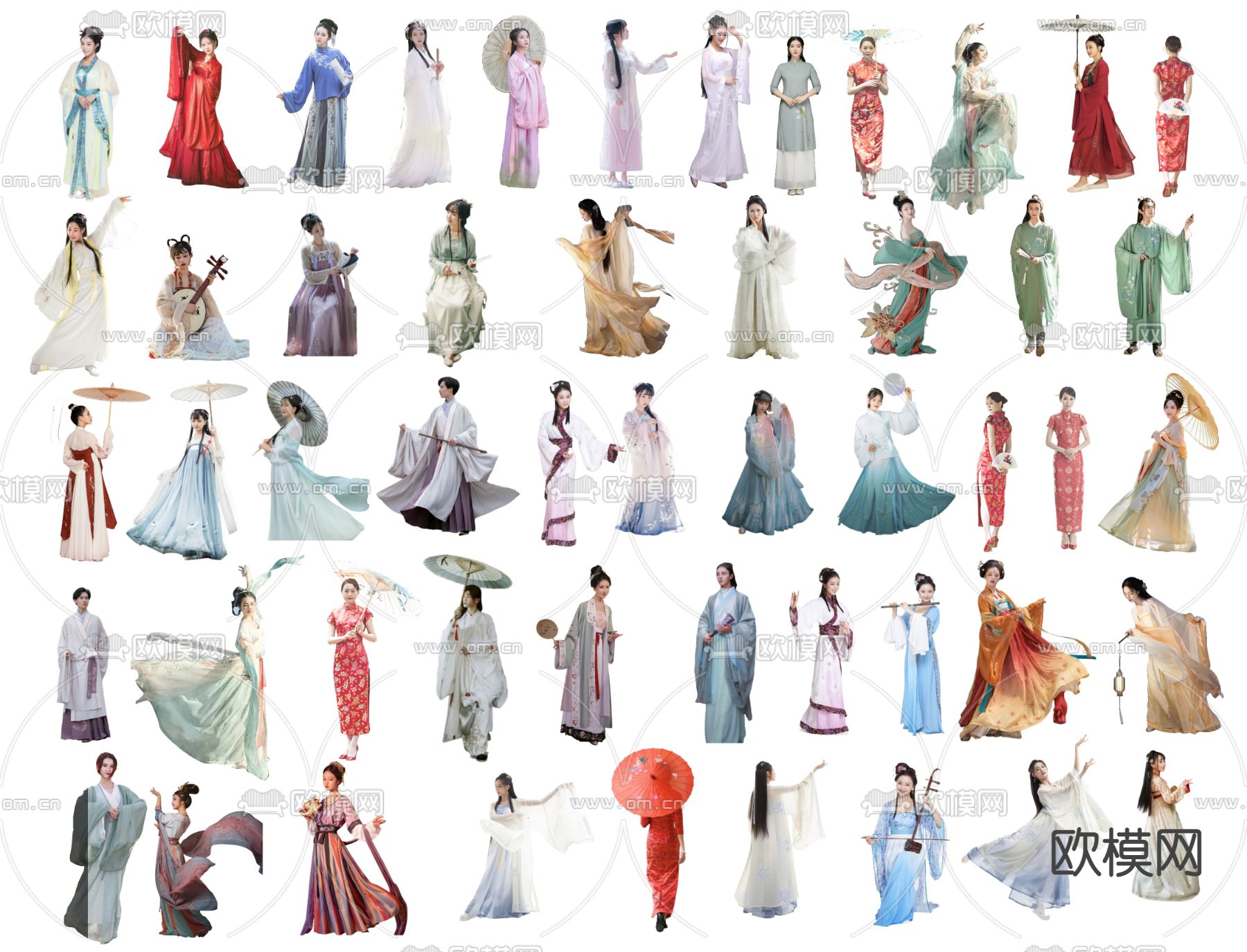 古装人物 汉服美女 2D组件su模型下载