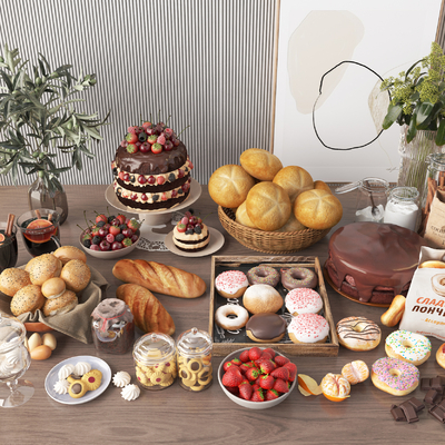  面包 西点 草莓su模型 