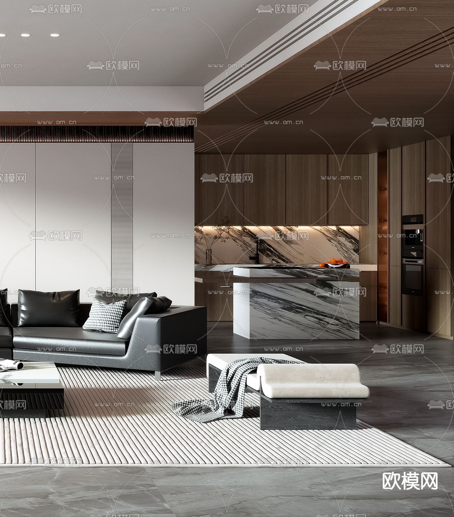 现代客厅3d模型下载（渲染图4）