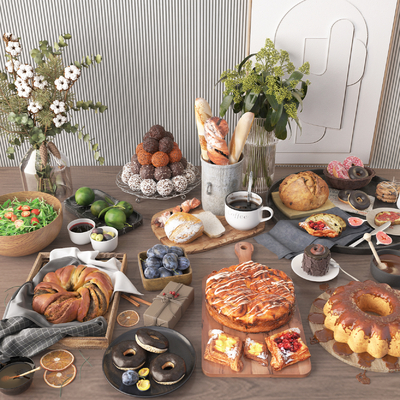  面包 甜品 沙拉 美食su模型 