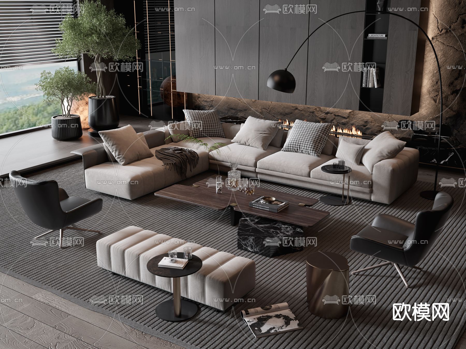 Minotti 组合沙发3d模型下载_ID14012962_3dmax免费模型-欧模网