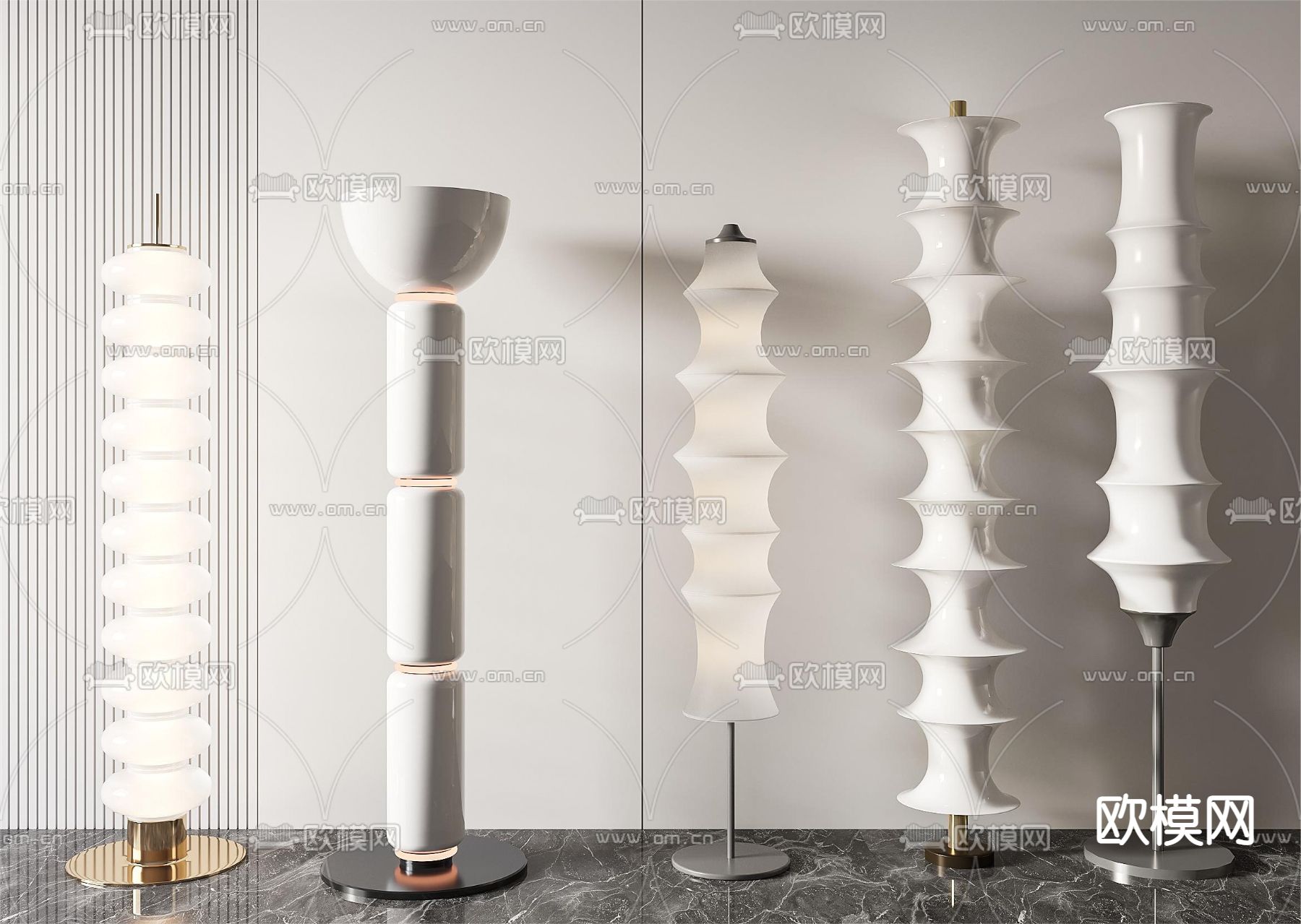 奶油风落地灯3d模型下载