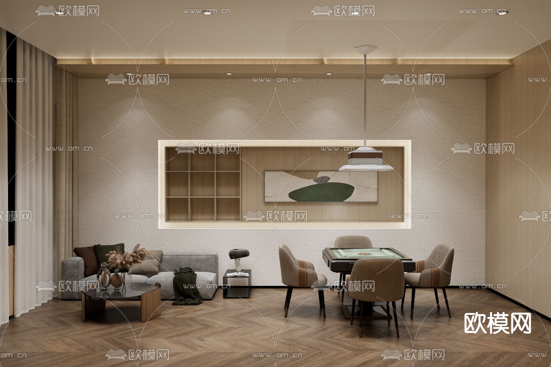 桌球俱乐部 棋牌室su模型