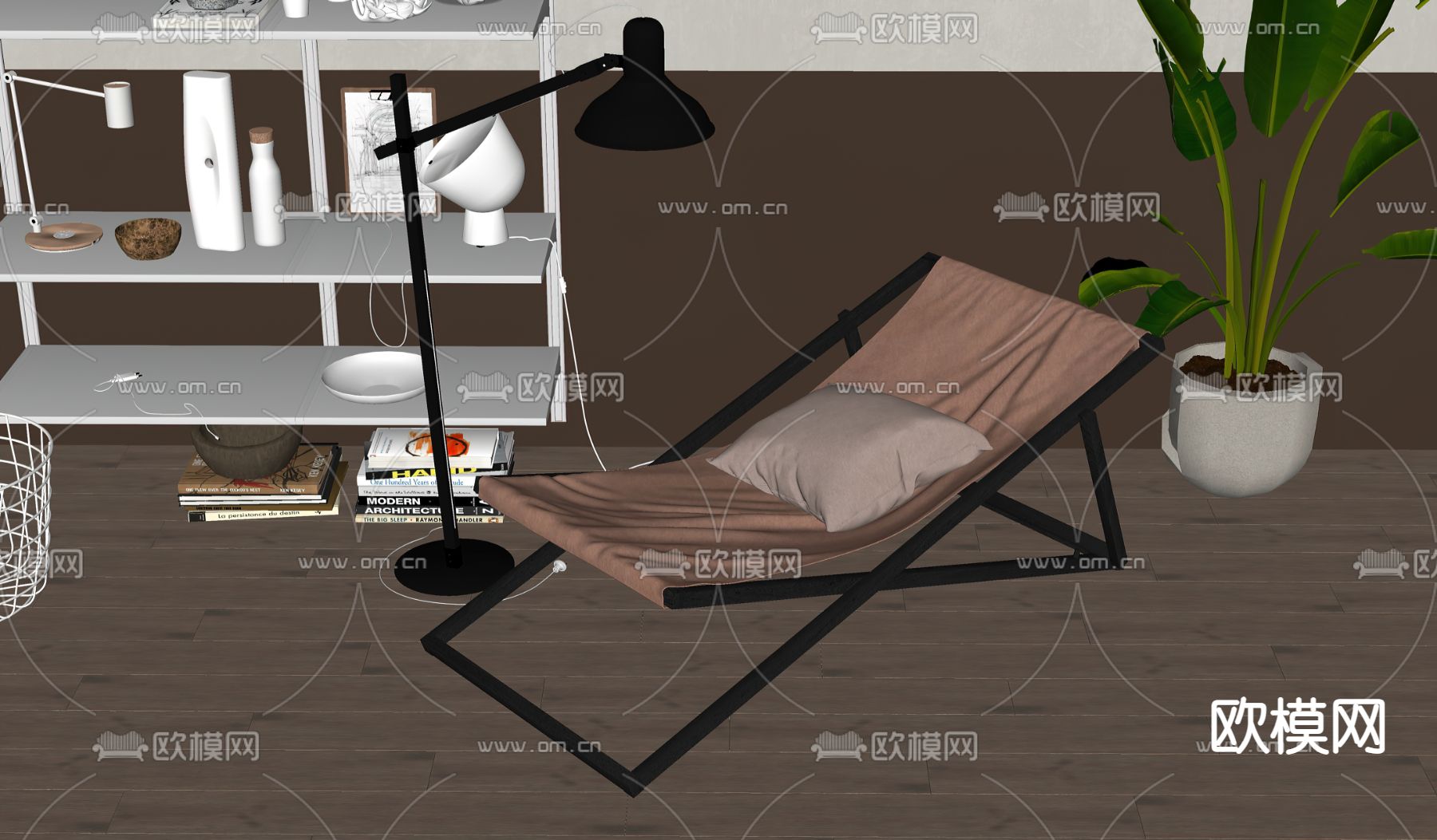 现代躺椅su模型下载（渲染图2）