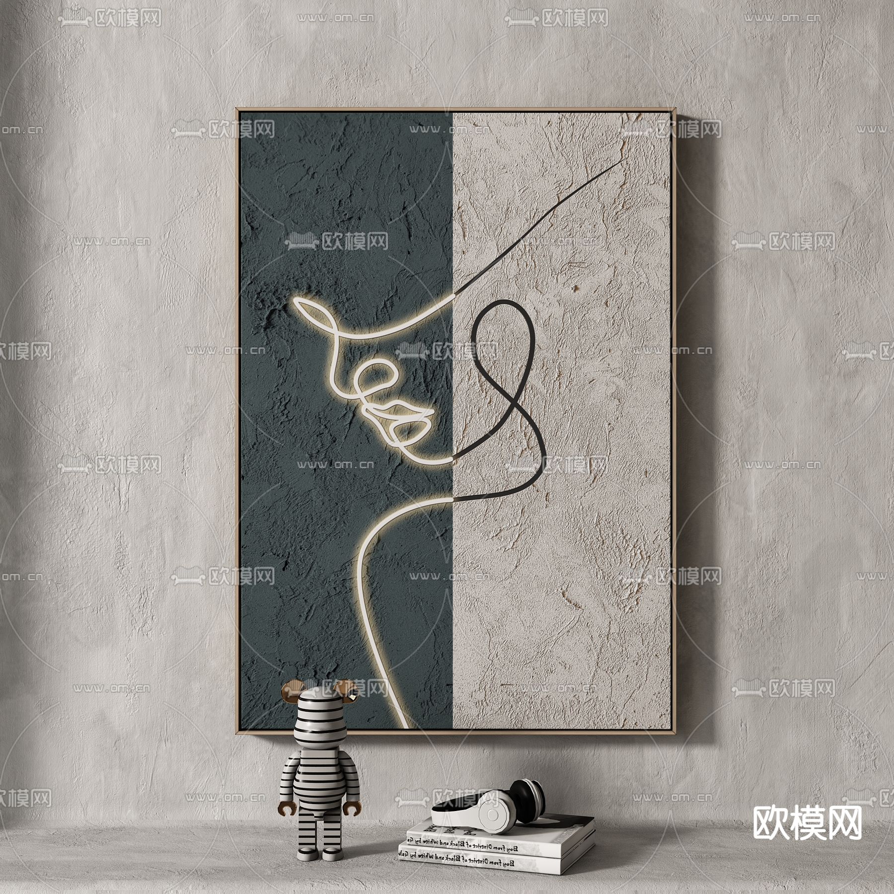 侘寂风装饰画3d模型下载