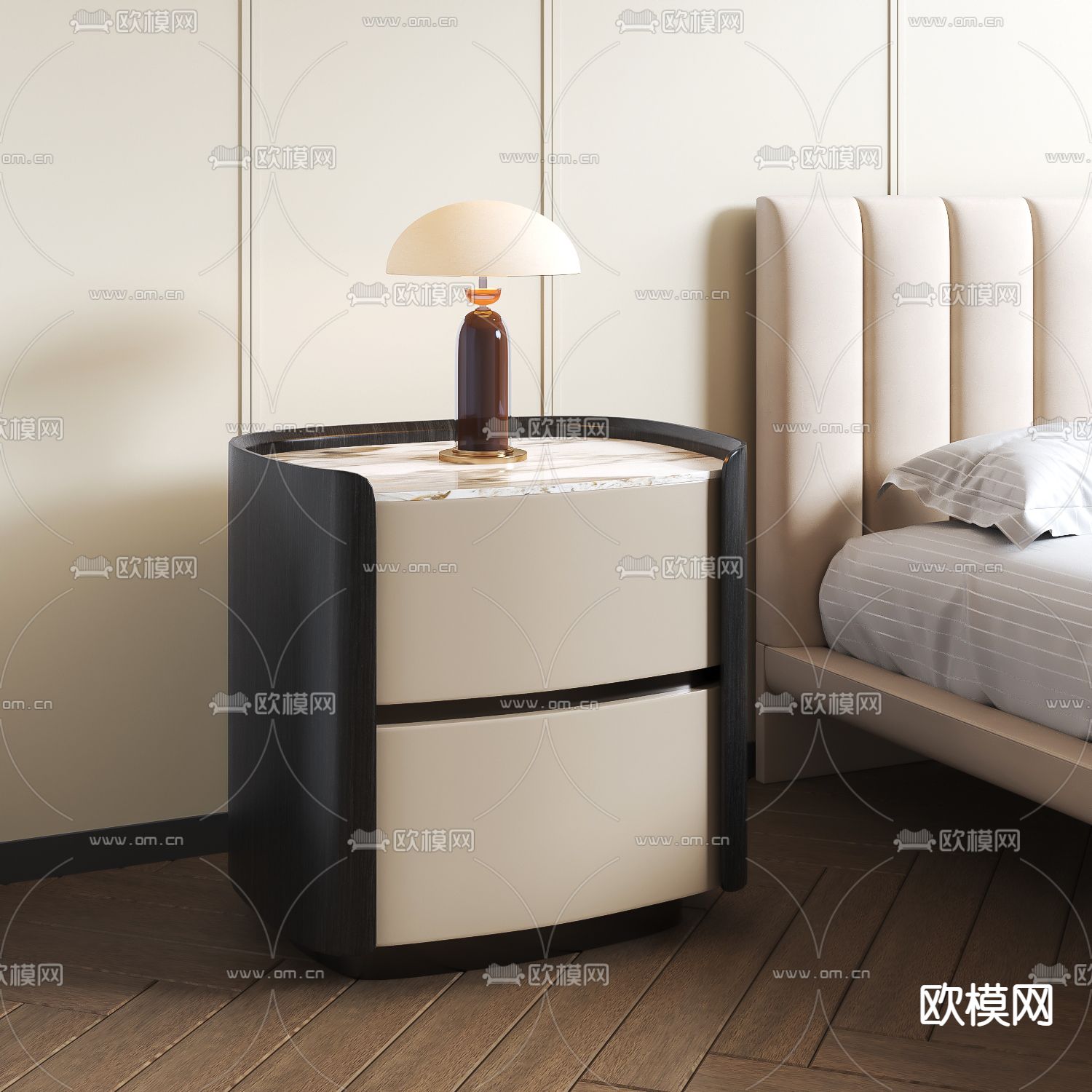 现代床头柜3d模型下载