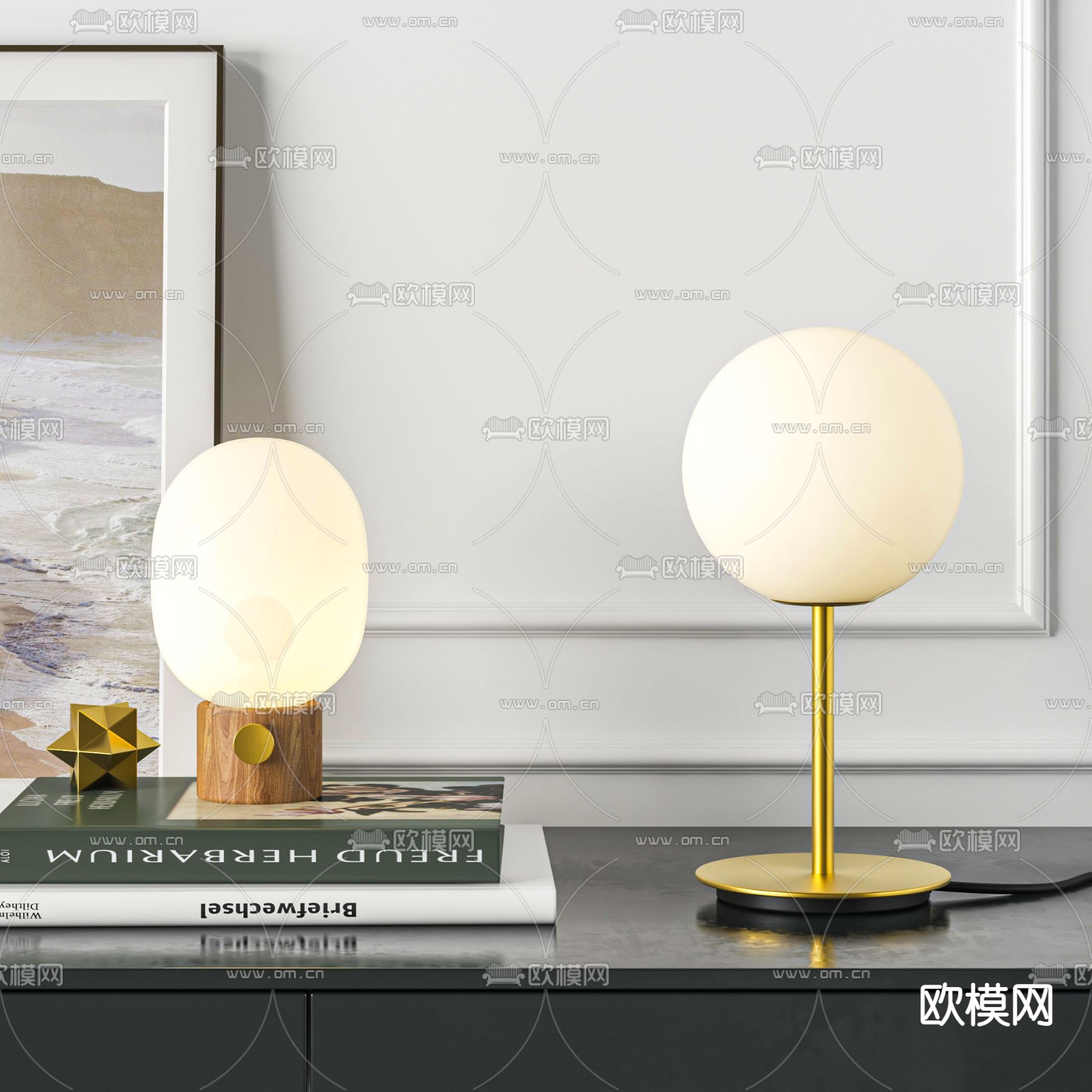 轻奢台灯su模型下载（渲染图1）