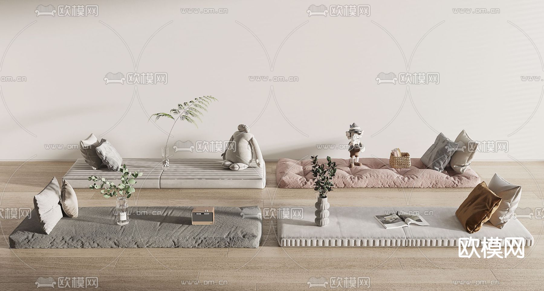 飘窗垫 沙发垫3d模型下载