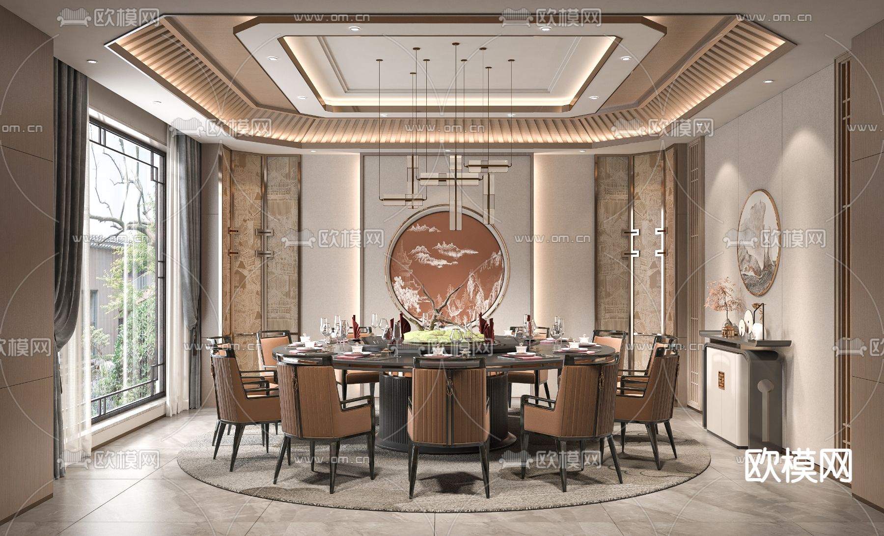 中餐厅包厢 包房 包间3d模型下载