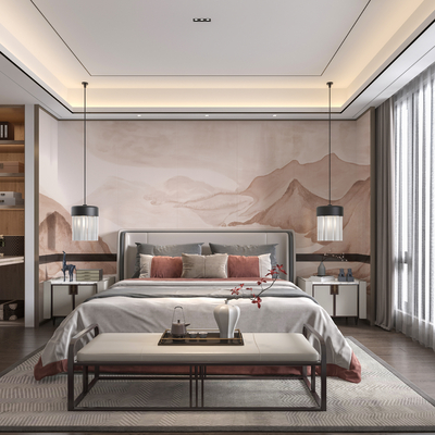  新中式山水墙纸 