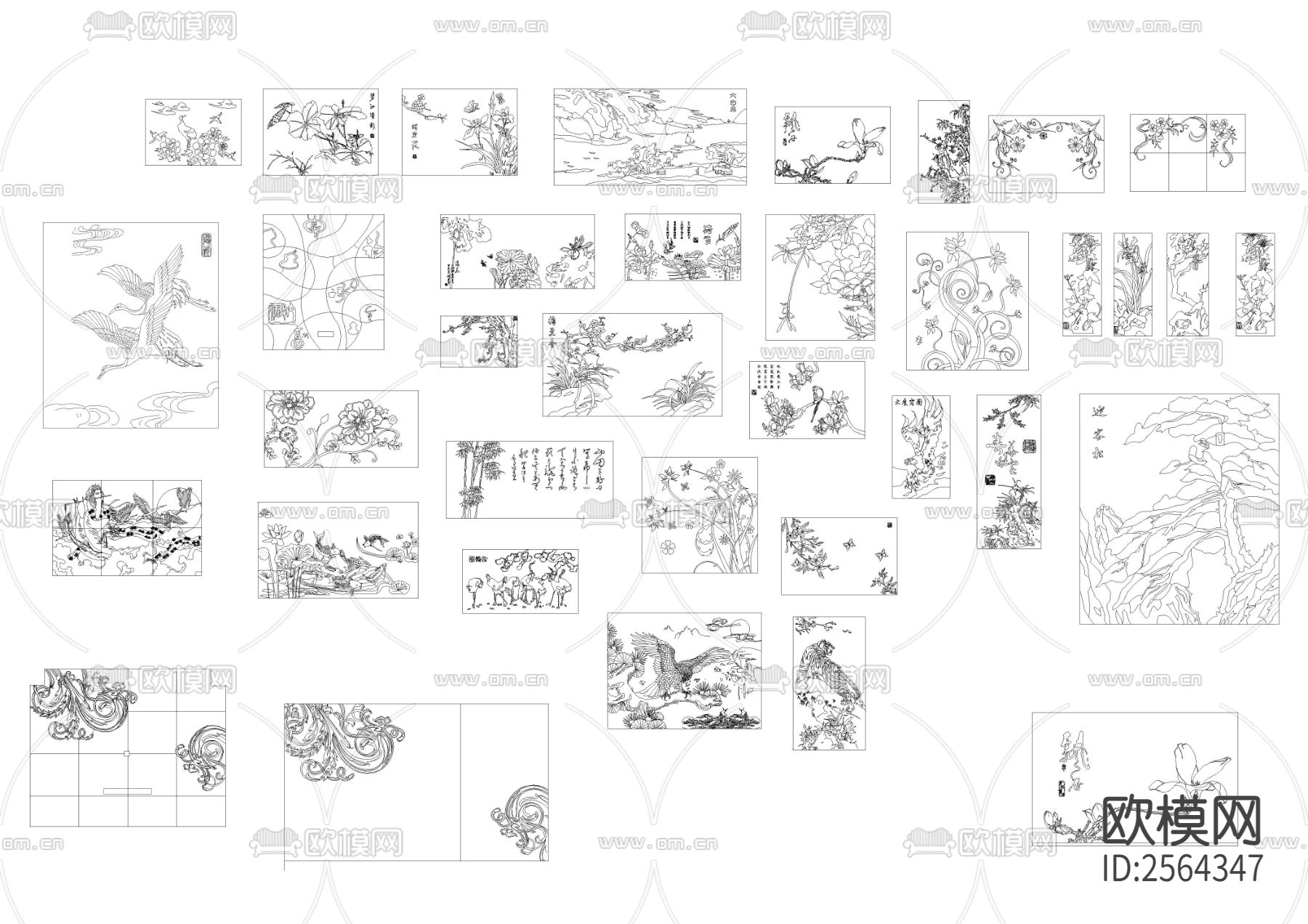 百款山水画CAD图库下载（渲染图4）