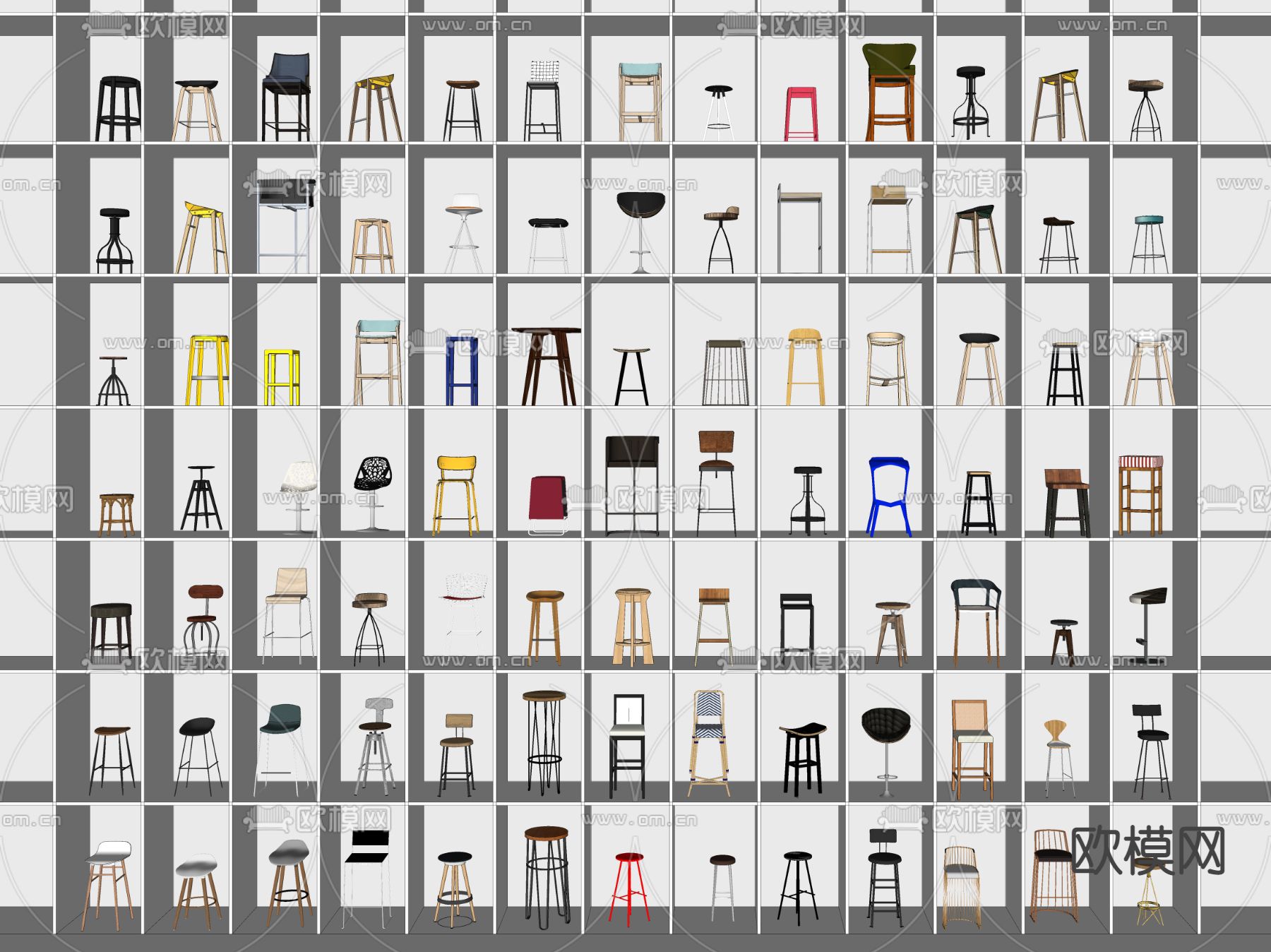 现代吧椅su模型