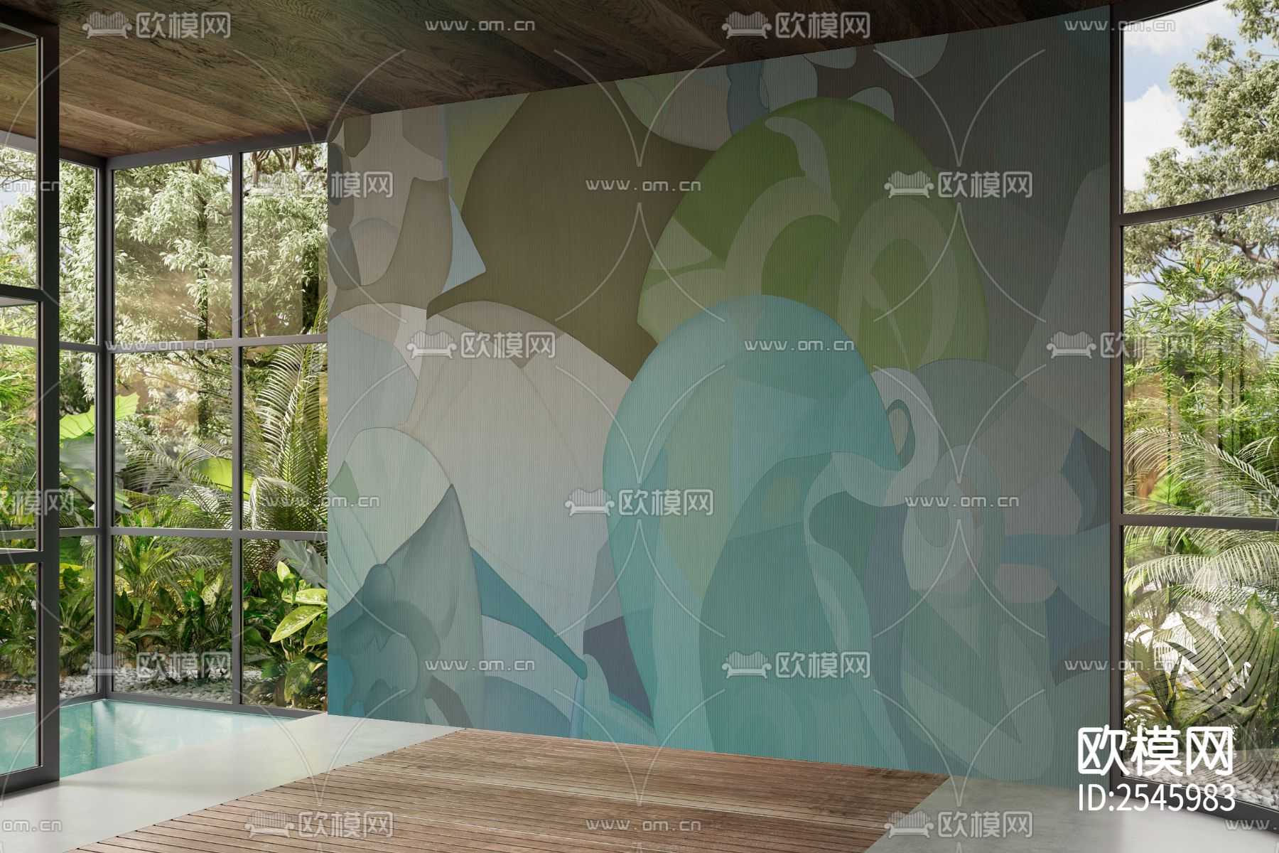 简约壁画下载（渲染图3）