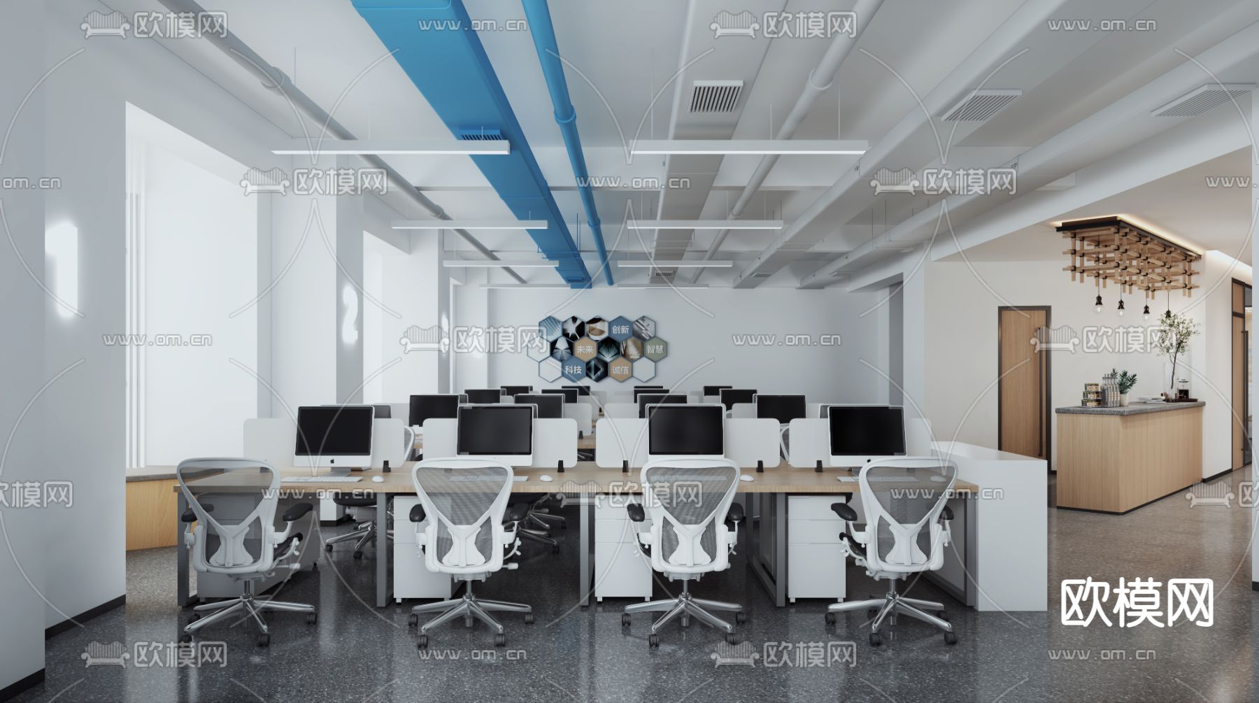 公司前厅 前台接待3d模型下载（渲染图4）