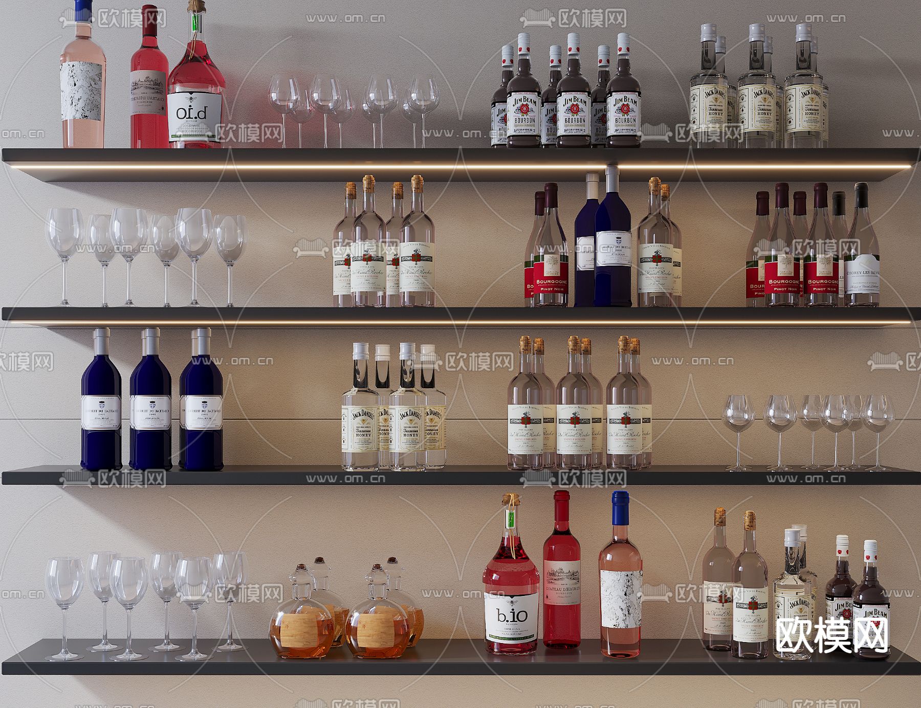 红酒 洋酒 酒瓶3d模型下载