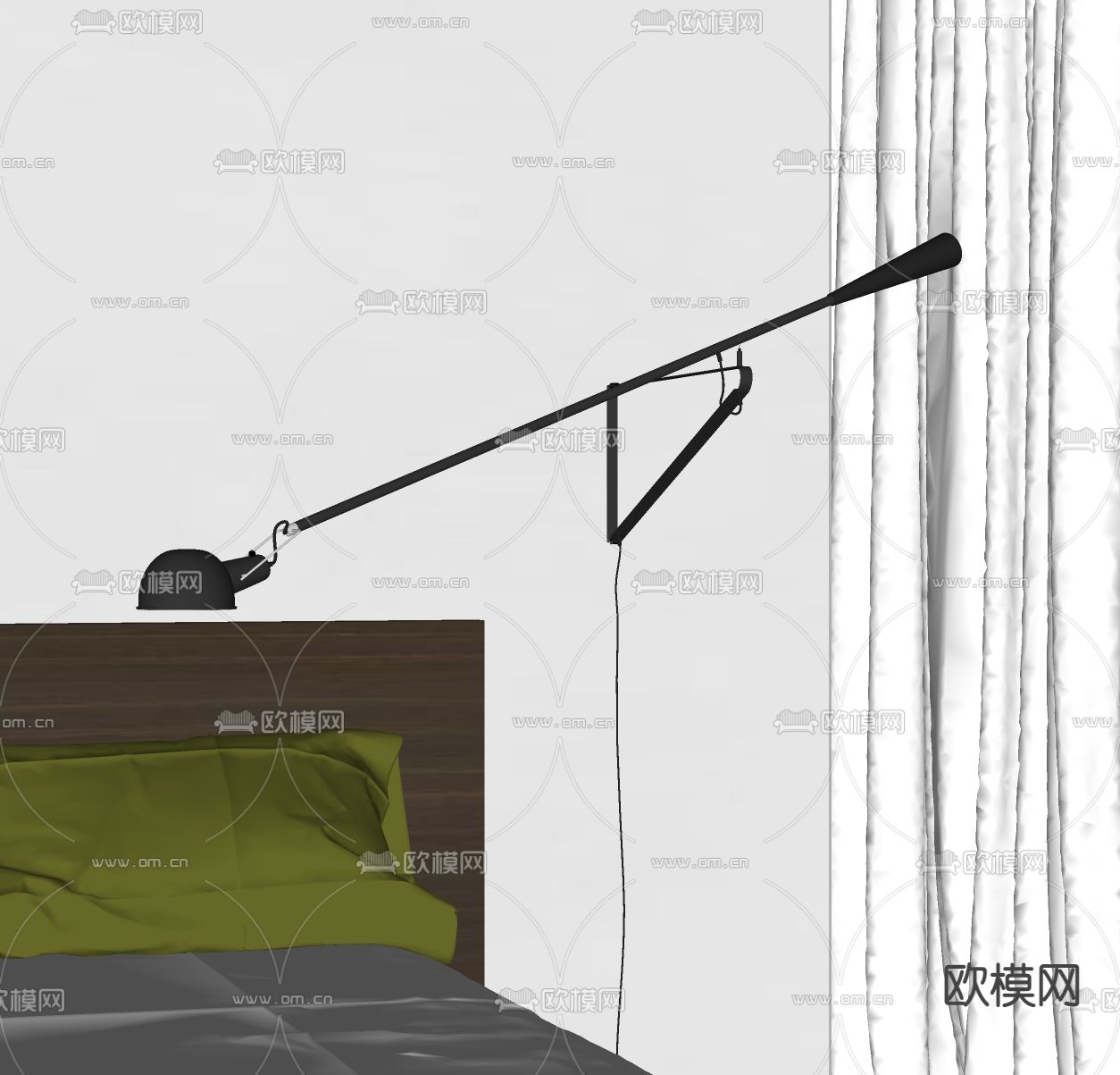 FLOS 壁挂 钓鱼台灯su模型下载（渲染图2）
