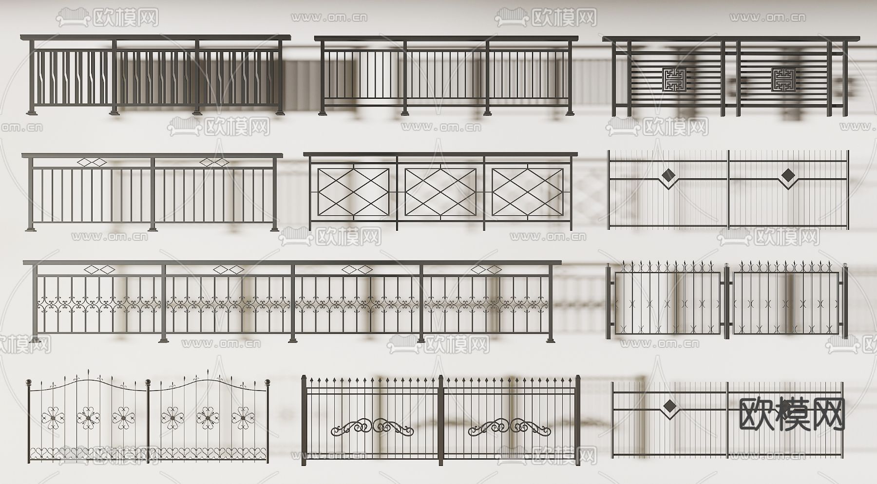 铁艺栏杆 护栏 围栏 拦河3d模型下载