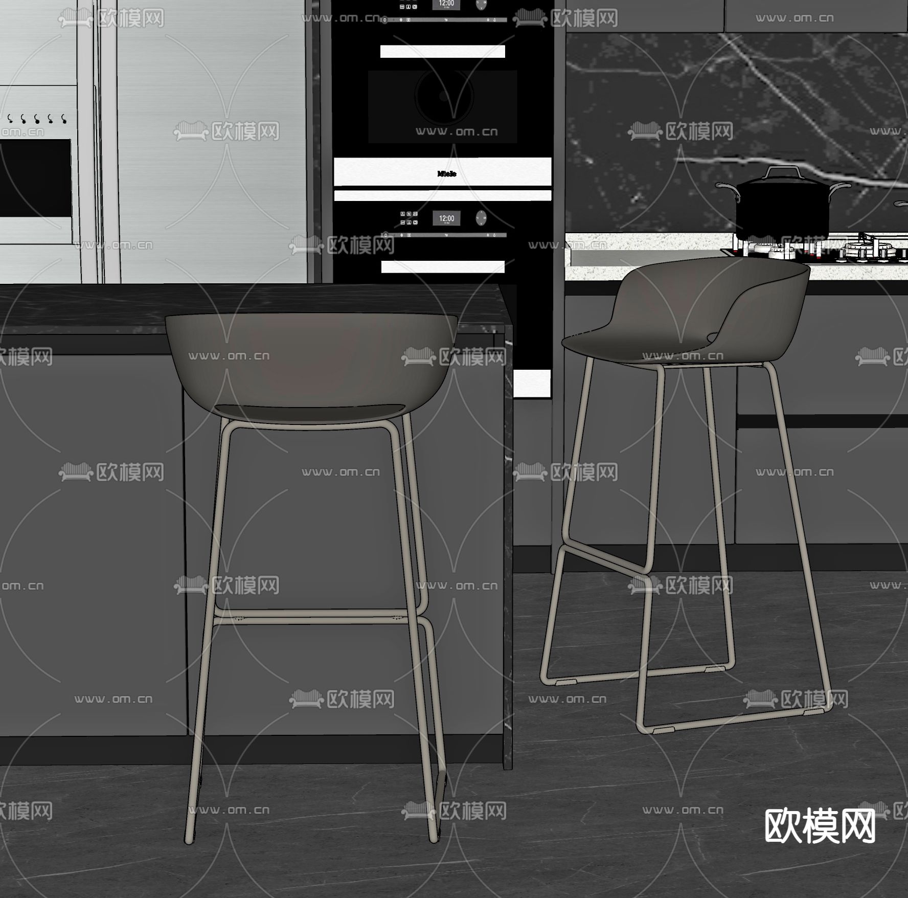 现代吧椅su模型