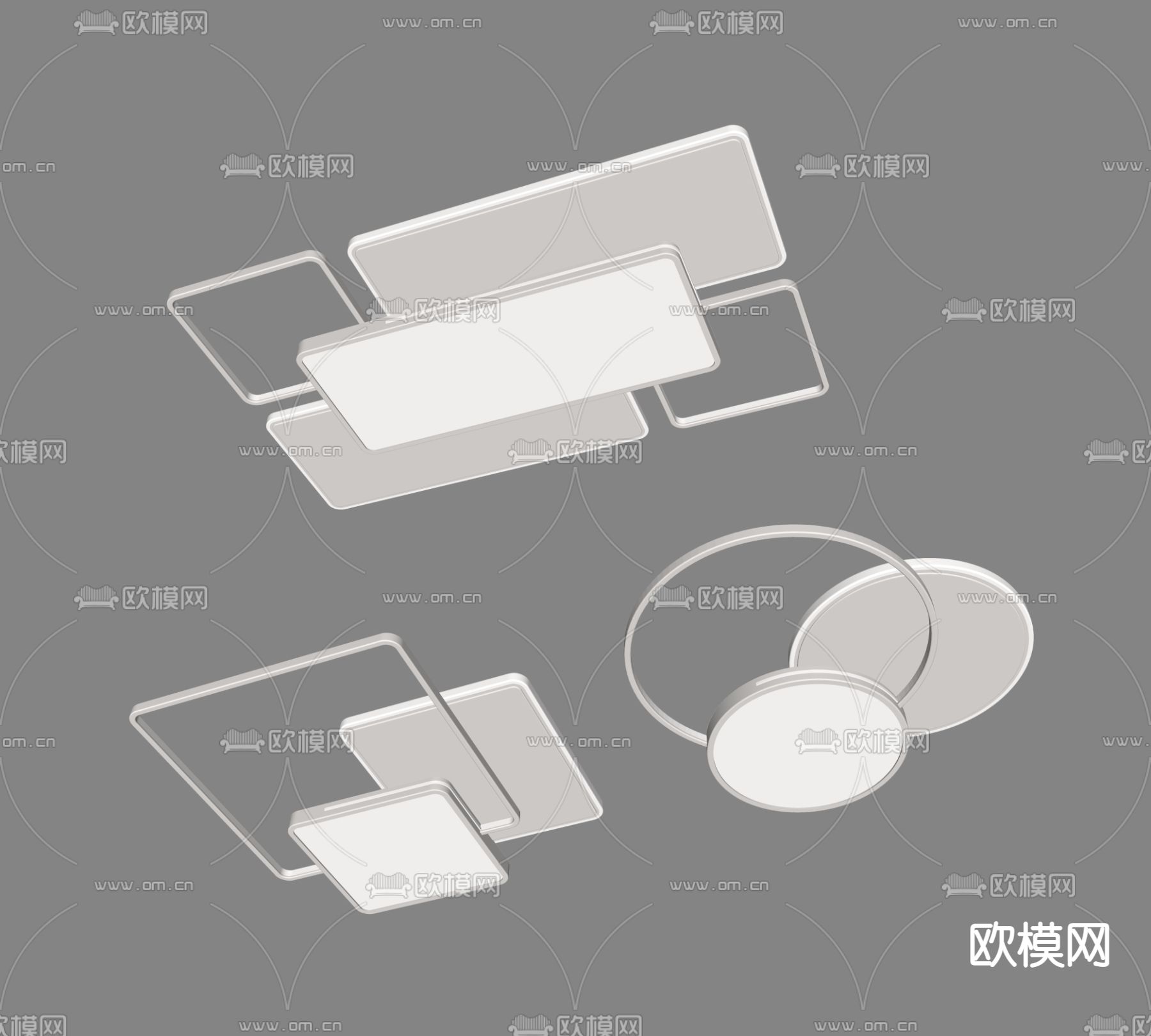 现代吸顶灯su模型下载（渲染图2）
