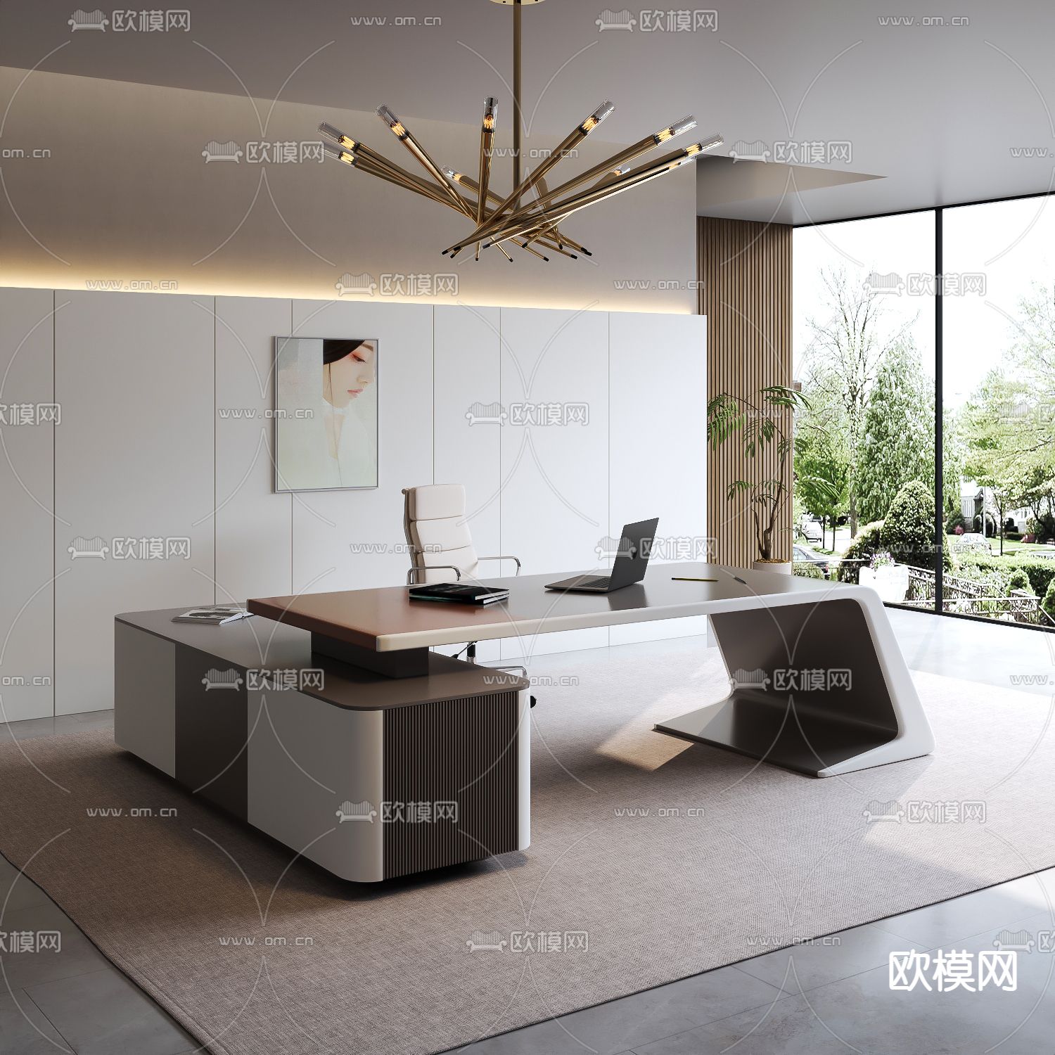 大班台桌 办公桌 老板桌3d模型下载
