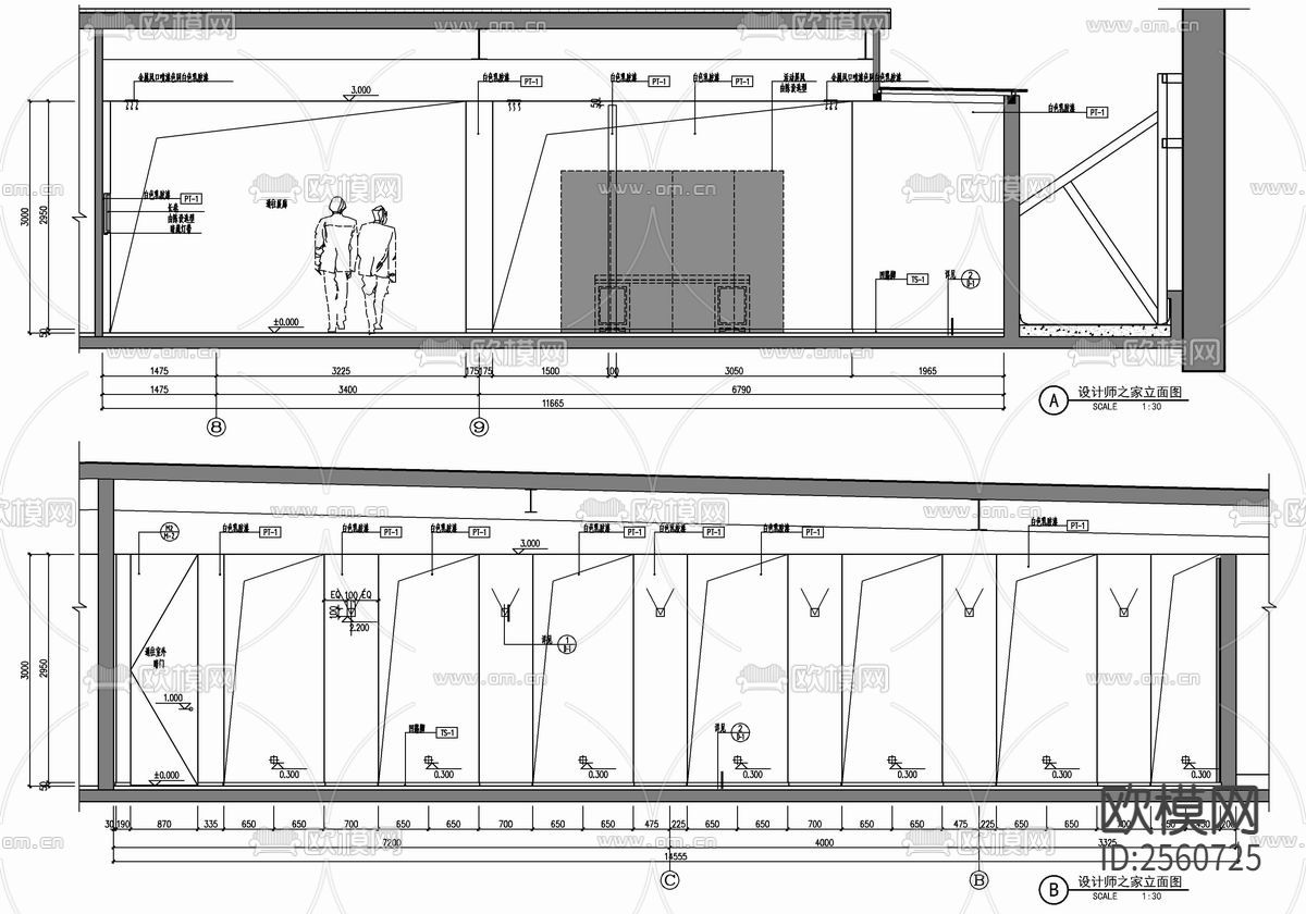 300㎡大平层豪宅样板房CAD施工图下载（渲染图7）