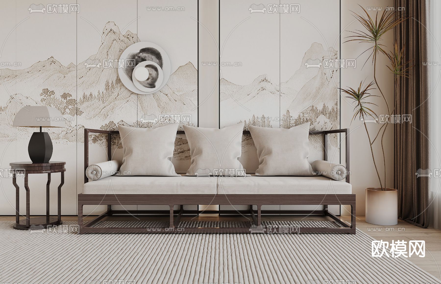 多人沙发 罗汉床3d模型下载