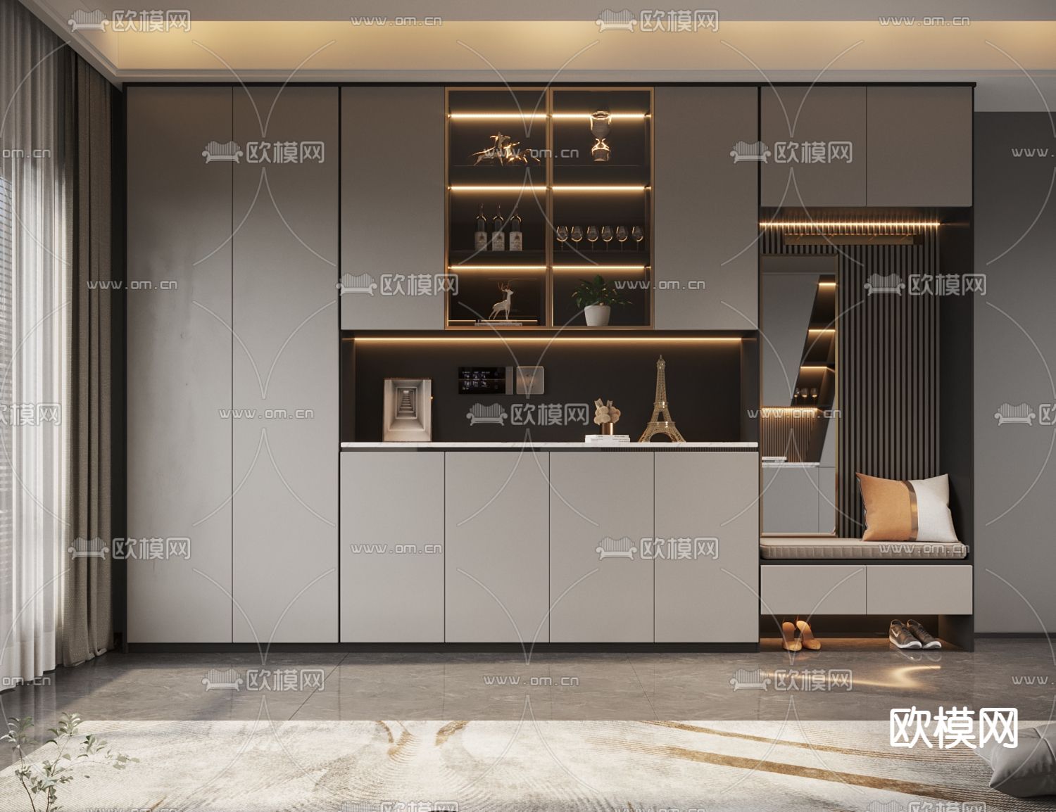 玄关鞋柜 鞋帽柜3d模型下载