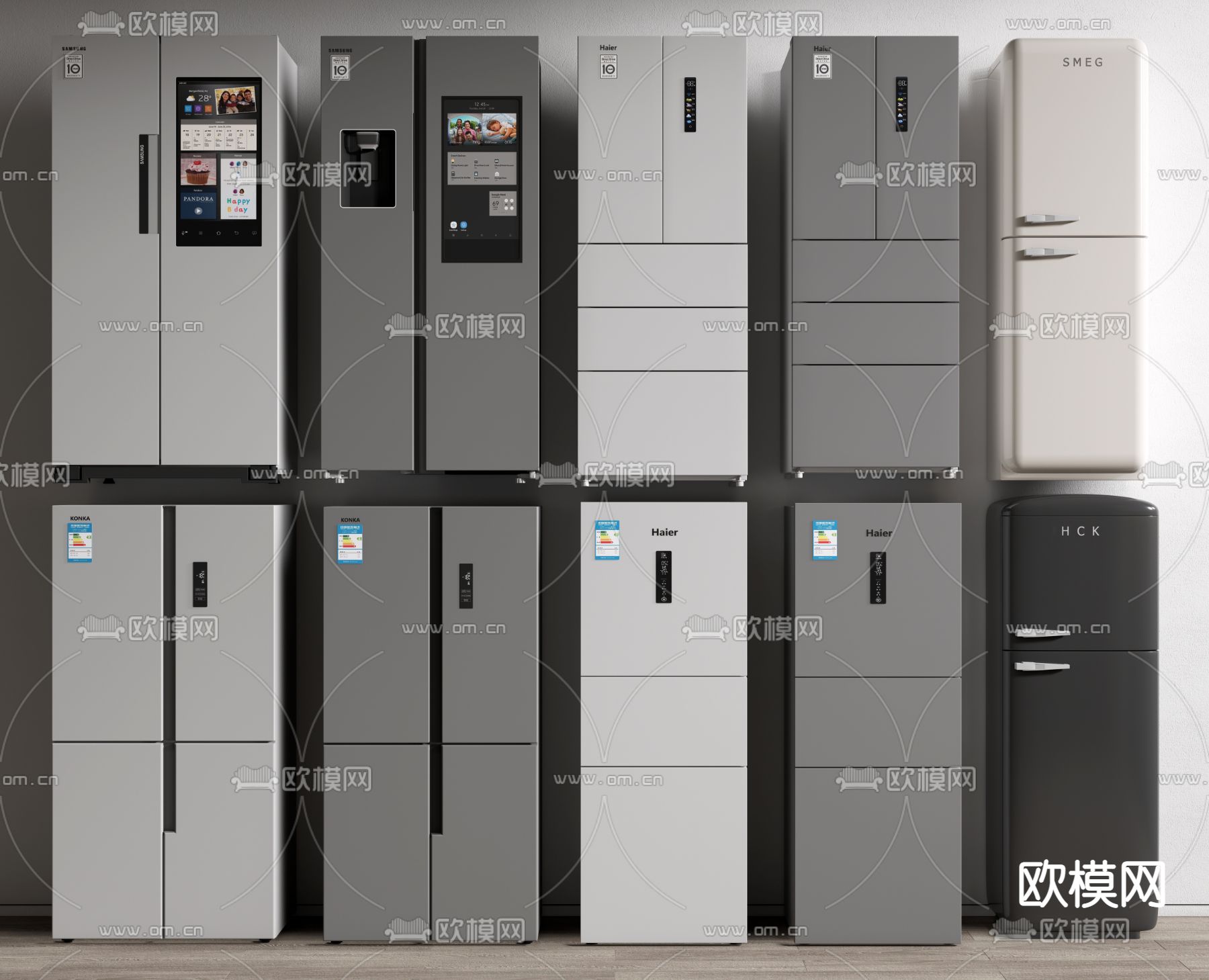 智能冰箱 双开门冰箱su模型下载（渲染图1）