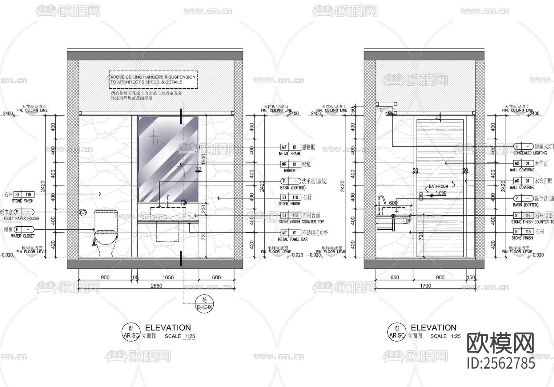 酒店客房cad平面图下载（渲染图7）