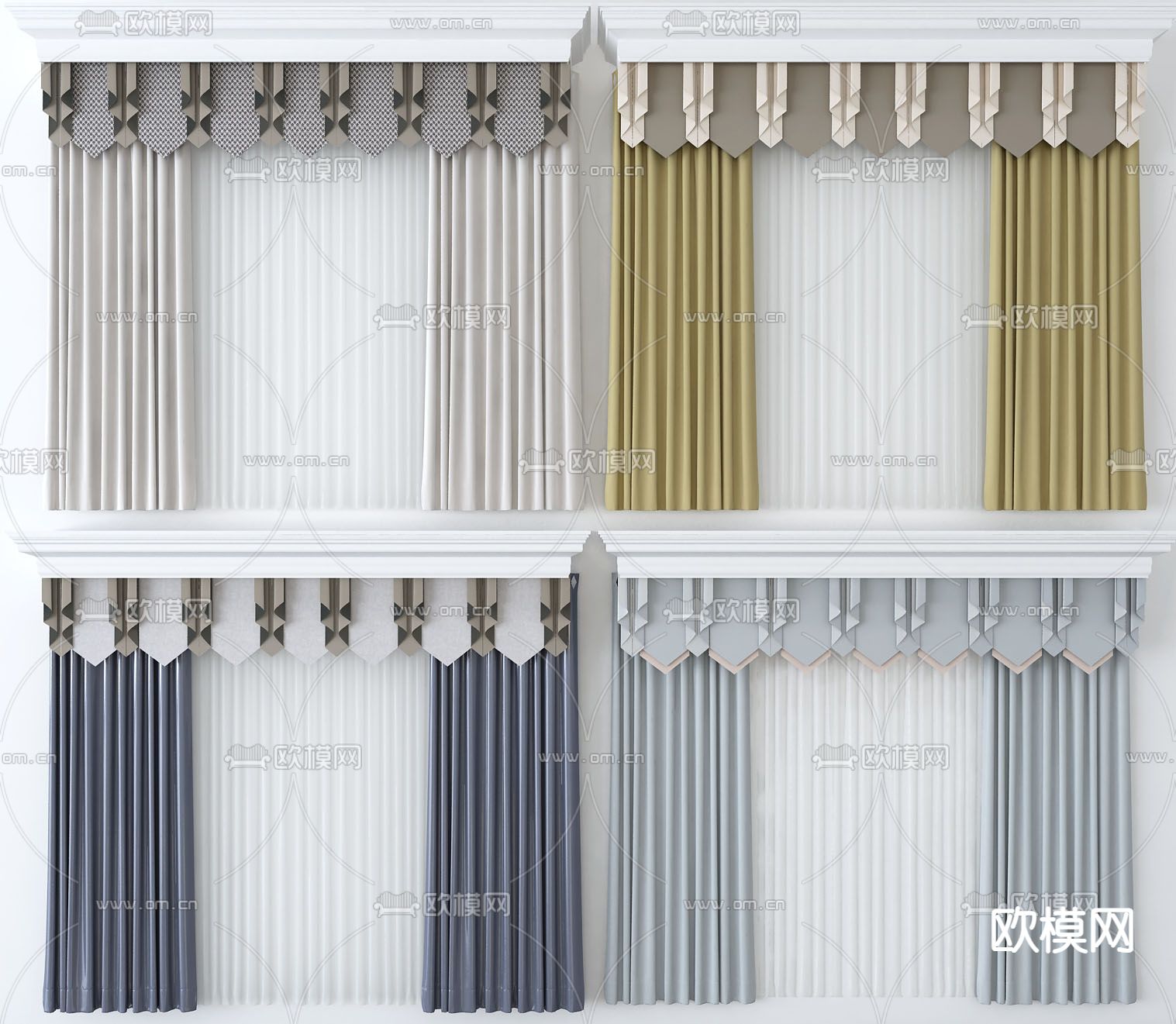 欧式窗帘 窗纱3d模型下载
