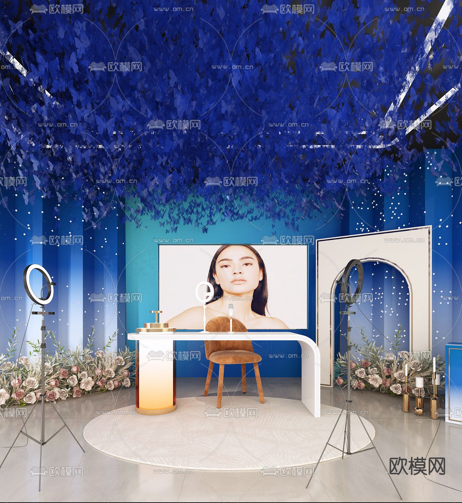 化妆品直播间3d模型下载