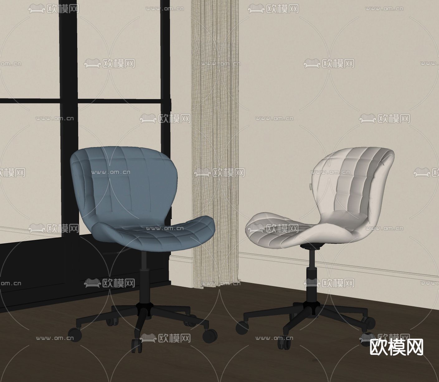 现代办公椅su模型下载（渲染图2）
