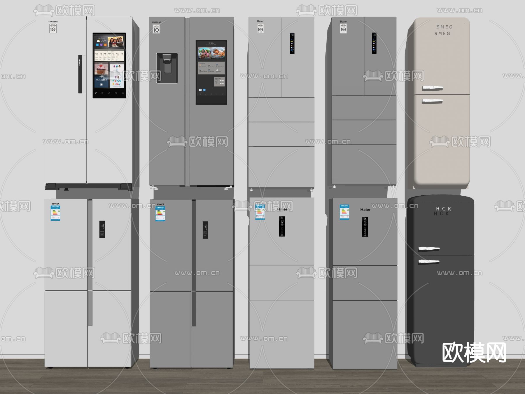 智能冰箱 双开门冰箱su模型下载（渲染图2）