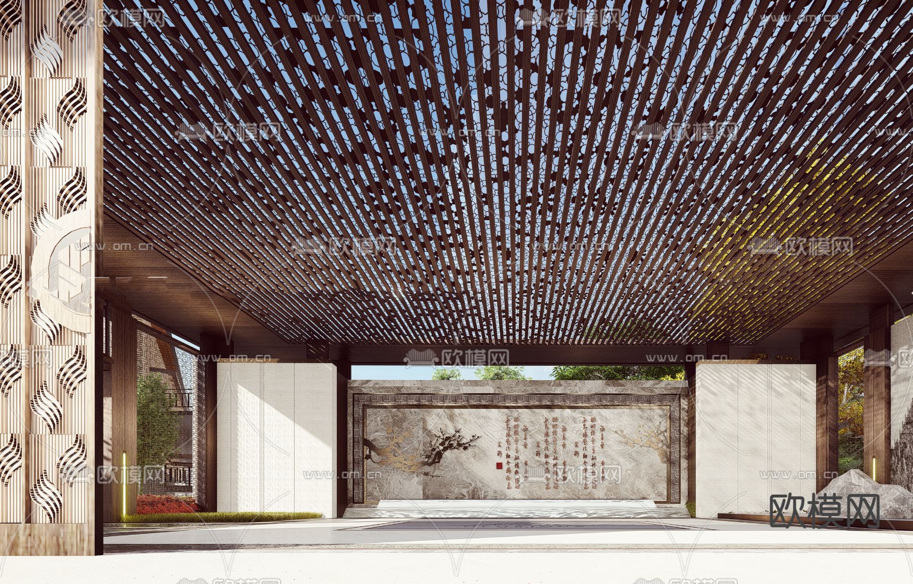 新中式售楼处 示范区su模型下载（渲染图5）