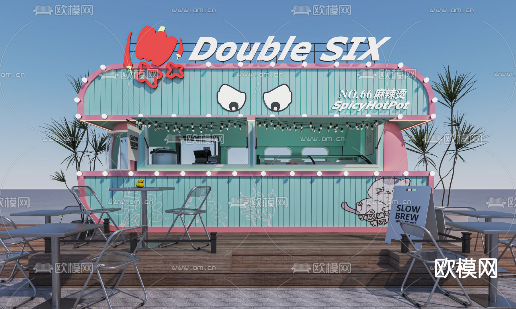 麻辣烫店 小吃店su模型下载（渲染图1）