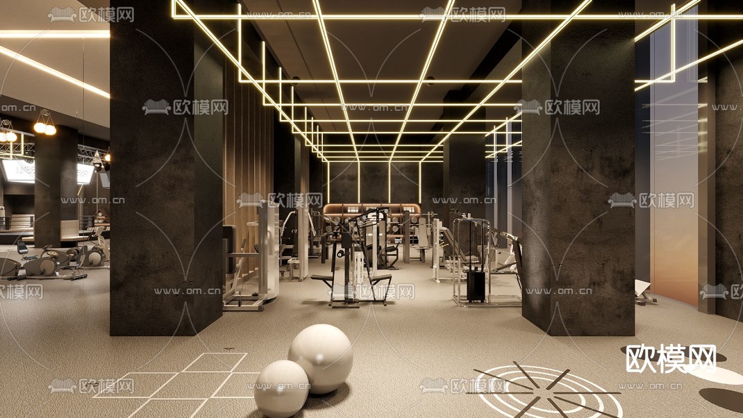 工业风健身房3d模型下载_ID14015184_3dmax免费模型-欧模网