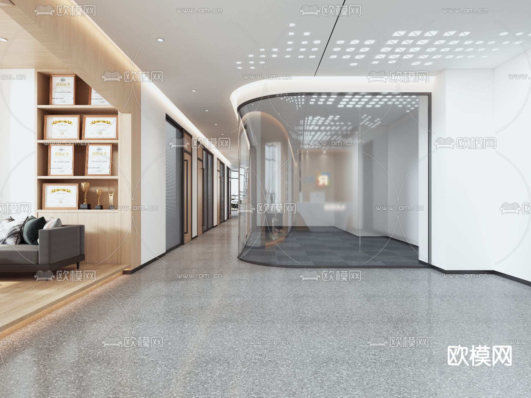 公司前厅 前台接待3d模型下载（渲染图2）