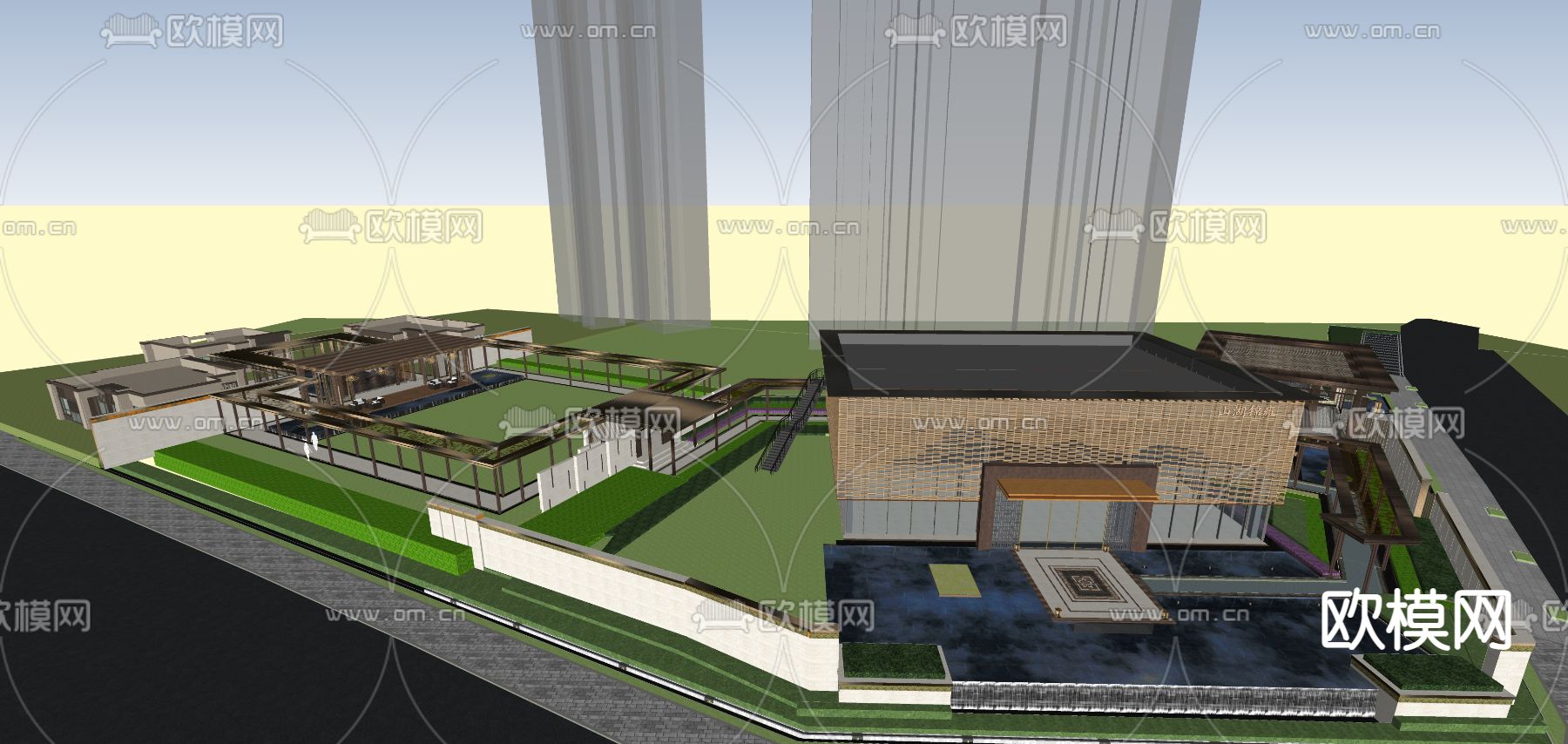 新中式售楼处 示范区su模型下载（渲染图7）